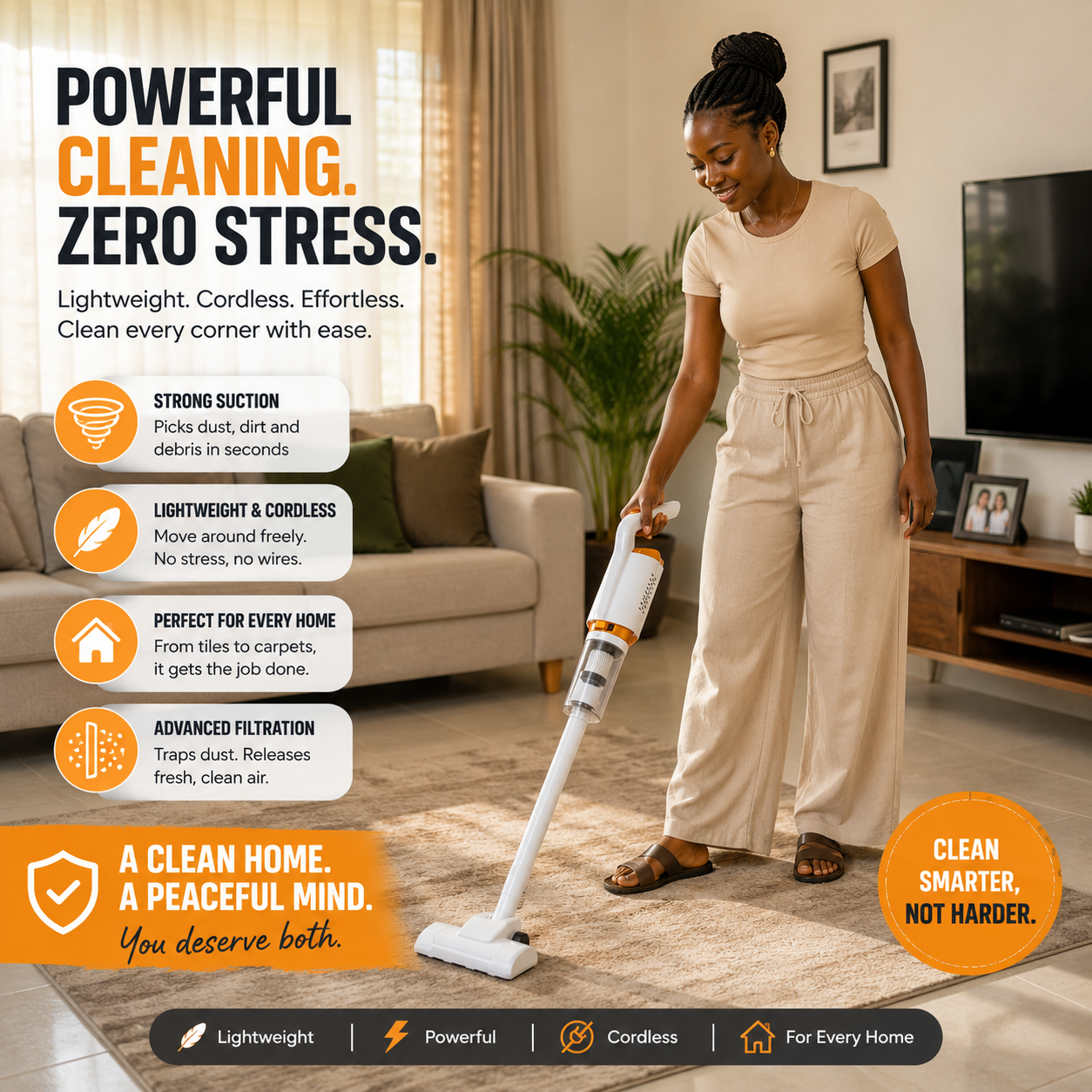 Powerful cleaning, zero stress — Multipurpose Wireless Vacuum Cleaner